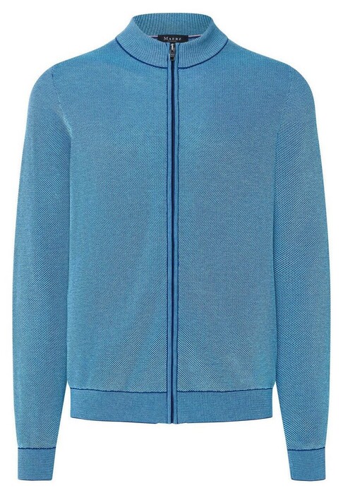 Maerz Duo Color Knit Faux Uni Organic Cotton Cardigan Nautic Blue