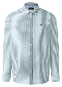 Maerz Duo Stripe Button-Down Cotton Subtle Stretch Overhemd Ocean Algae