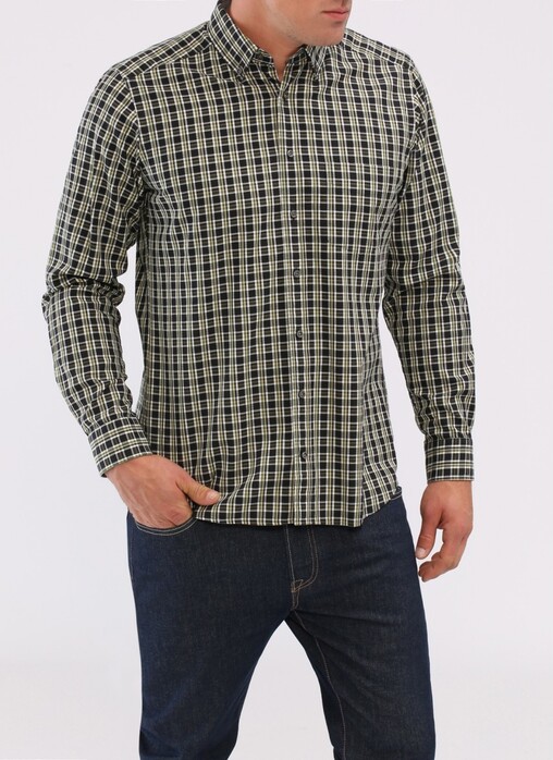 Maerz Easy Care Check Shirt Willow Green