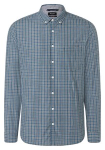 Maerz Easy Care Cotton Button Down Allover Multi Check Overhemd Mercury Grey-Blue