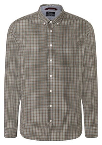 Maerz Easy Care Cotton Button Down Allover Multi Check Shirt Twig