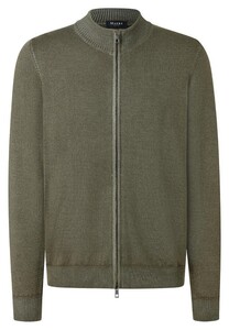 Maerz Extrafine Merino Cardigan Zip Garment Dye Earthy Green