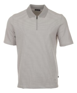 Maerz Fine Abstract Fantasy Pattern Subtle Cotton Stretch Polo Clear Silver