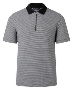 Maerz Fine Abstract Fantasy Pattern Subtle Cotton Stretch Polo Zwart
