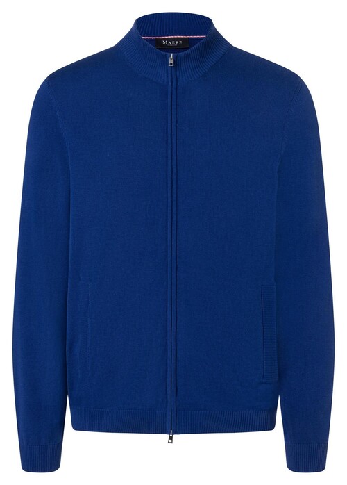 Maerz Fine Cotton Knit Uni Color Cardigan Nautic Blue