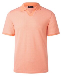 Maerz Fine Stripe No Button Polo Collar Fresh Papaya