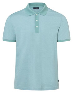 Maerz Fine Stripe Pattern Cotton Polo Bright Aqua