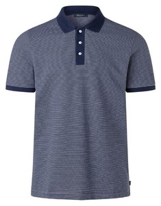 Maerz Fine Stripe Pattern Cotton Polo Deep Sea