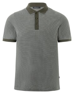 Maerz Fine Stripe Pattern Cotton Polo Moor Green