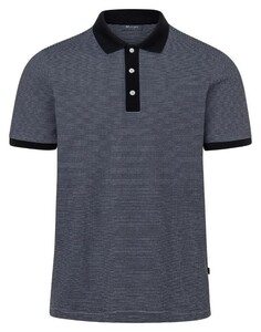 Maerz Fine Stripe Pattern Cotton Polo Navy
