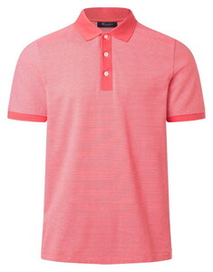 Maerz Fine Stripe Pattern Cotton Polo Shiny Flamingo