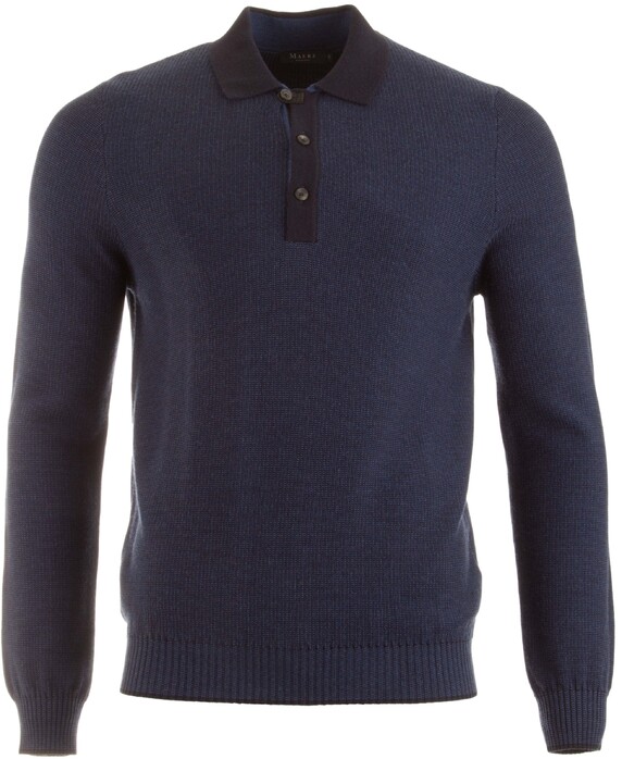 Maerz Fine Structure Polo Collar Pullover Navy