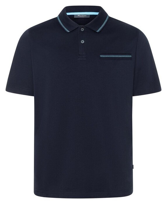 Maerz Fine Uni Mercerized Cotton Polo Navy