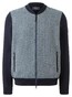 Maerz Herringbone Pattern 2-Way Zip Merino Superwash Cardigan Navy