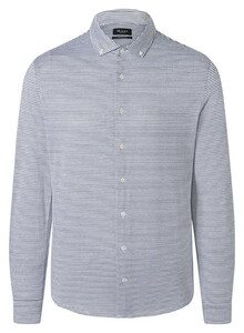 Maerz Horizontal Textured Stripe Mercerized Cotton Button-Down Overhemd Dawn Blue