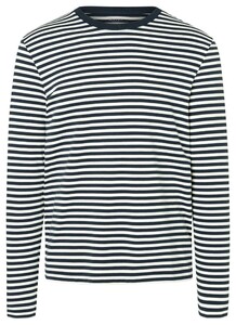 Maerz Interlock Cotton Fine Stripe T-Shirt Navy