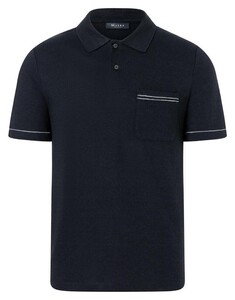 Maerz Katoen Linnen Mix Summer Poloshirt Navy