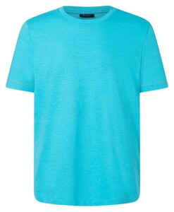 Maerz Katoen Linnen Uni Ronde Hals T-Shirt Fresh Aqua