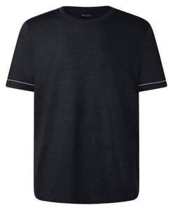 Maerz Katoen Linnen Uni Ronde Hals T-Shirt Navy