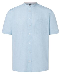 Maerz Katoen Linnen Uni Short Sleeve Overhemd Fresh Aqua