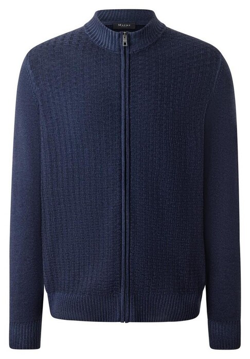 Maerz Knit Texture Cardigan Garment Dyed Navy