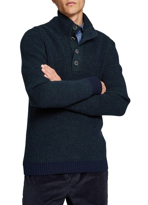 Maerz Knitted Contrast Pullover Dusk Blue