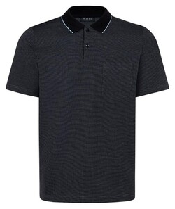 Maerz Knitted Micro Dot Luxury Mercerized Cotton Polo Navy