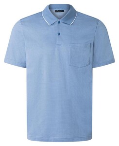 Maerz Knitted Micro Dot Luxury Mercerized Cotton Polo Shades Of Blue