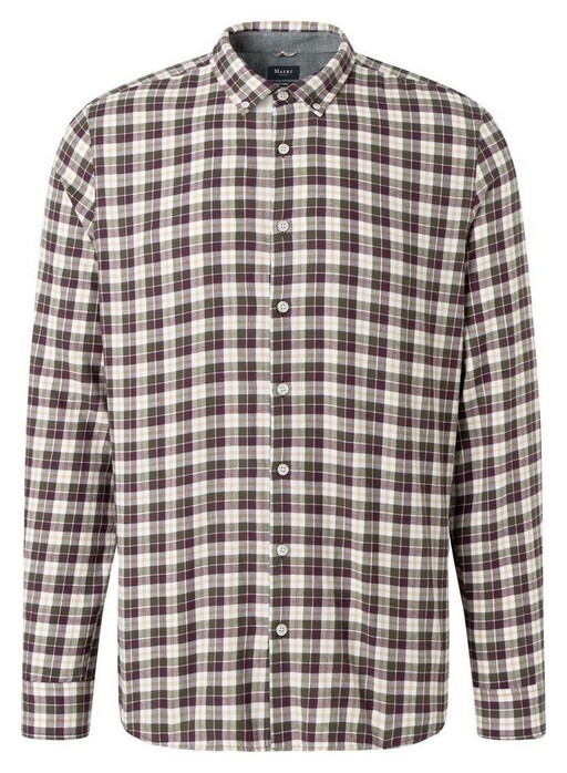 Maerz Light Flanel Check Button Down Overhemd Donker Groen