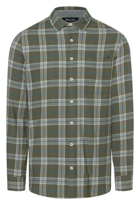 Maerz Light Flanel Check Overhemd Donker Groen