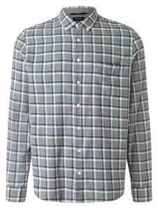 Maerz Light Flannel Cotton Check Button-Down Shirt Mercury Grey
