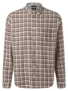 Maerz Light Flannel Cotton Check Button-Down Shirt Twig