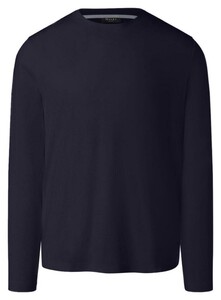 Maerz Long Sleeve Crew Neck Cotton T-Shirt Navy