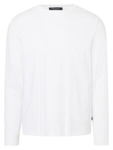 Maerz Long Sleeve Crew Neck Cotton T-Shirt Pure White