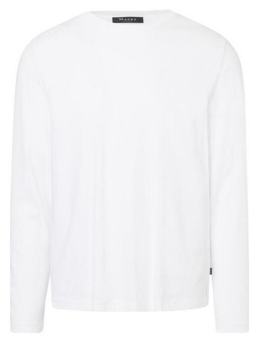 Maerz Long Sleeve Crew Neck Cotton T-Shirt Pure White