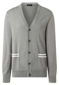 Maerz Mercerized Organic Cotton Wool Button Cardigan Stripe Details Mercury Grey