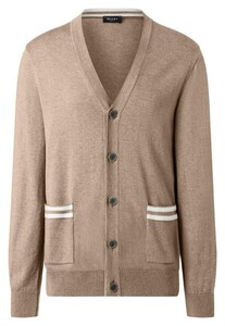 Maerz Mercerized Organic Cotton Wool Button Cardigan Stripe Details Vest Twig