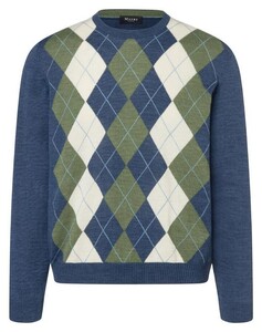 Maerz Merino Argyle Check Trui Deep Sea