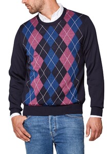 Maerz Merino Argyle Check Trui Navy