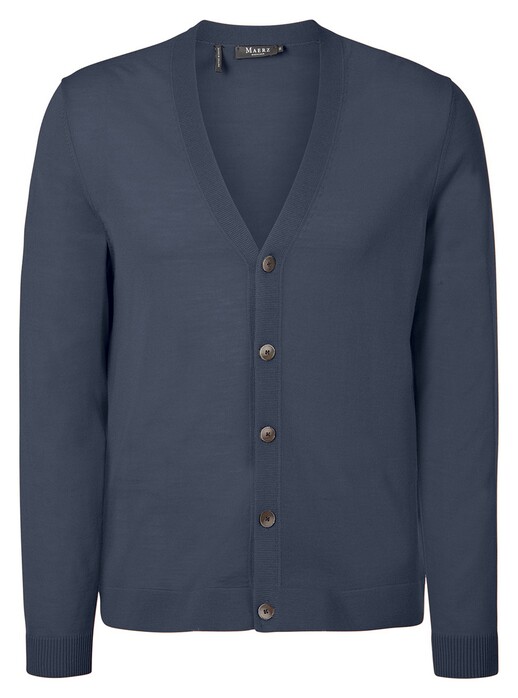 Maerz Merino Extrafine Button Cardigan Vest Nimes Blue