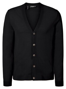 Maerz Merino Extrafine Button Cardigan Vest Zwart