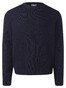 Maerz Merino Superwash Crew Neck Uni Color Fantasy Texture Knit Pullover Navy