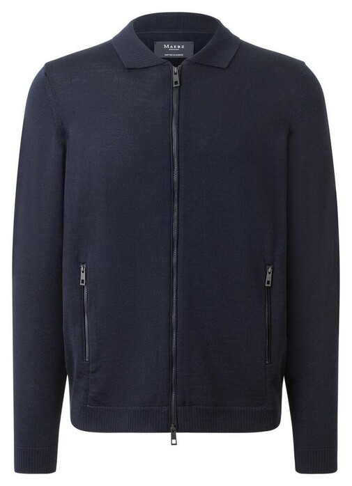 Maerz Merino Superwash Double Zip Side Pocket Cardigan Navy