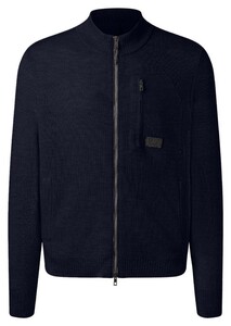Maerz Merino Superwash Fine Texture Modern Chest Pocket Cardigan Navy
