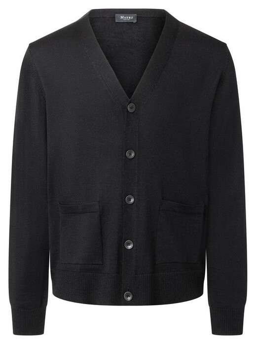 Maerz Merino Superwash Knit Button Cardigan Black