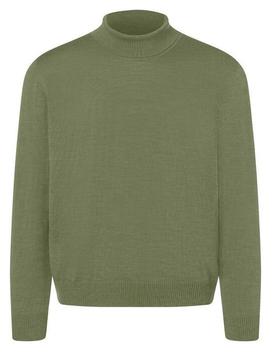 Maerz Merino Superwash Regular Fit Turtleneck Pullover Green Hummus