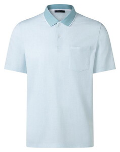 Maerz Micro Texture Pattern Contrast Collar Cotton Polo Bright Aqua