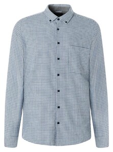 Maerz Mini Duo Check Button-Down Light Flannel Shirt Cobalt Blue