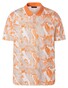 Maerz Modern Abstract Leaves Pattern Cotton Piqué Polo Tangerine