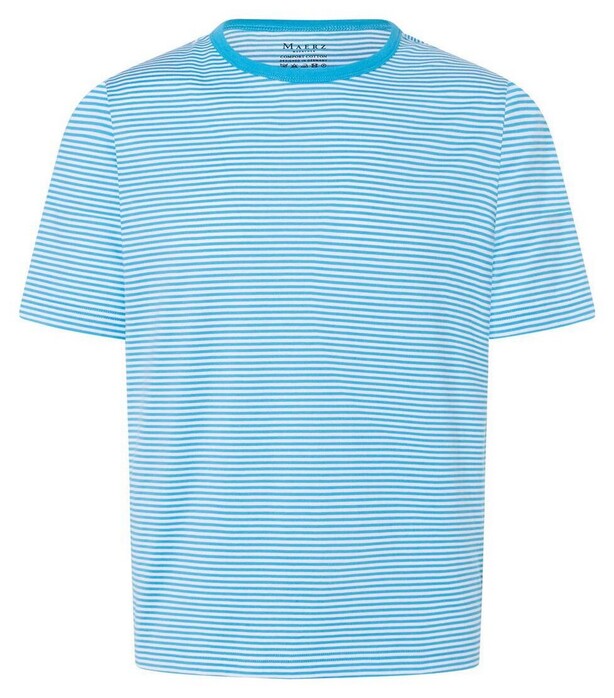 Maerz Modern Round Neck Cotton Stripe T-Shirt Wave Ride